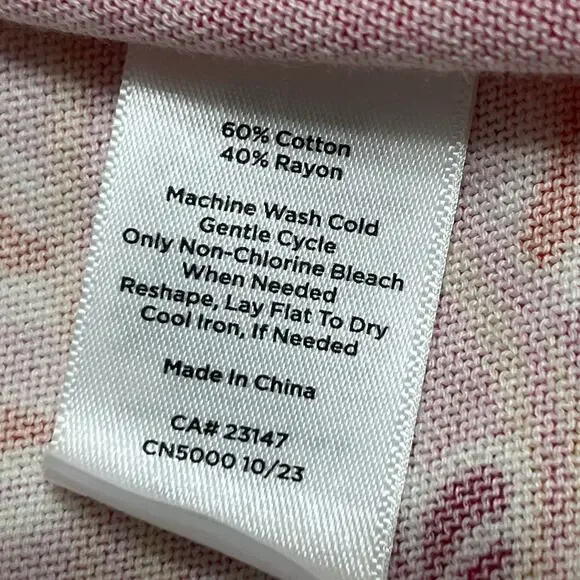 Talbots‎ women’s Paisley Knit Top Sz Medium Petite Pink Soft 3/4 Sleeve - Picture 6 of 6